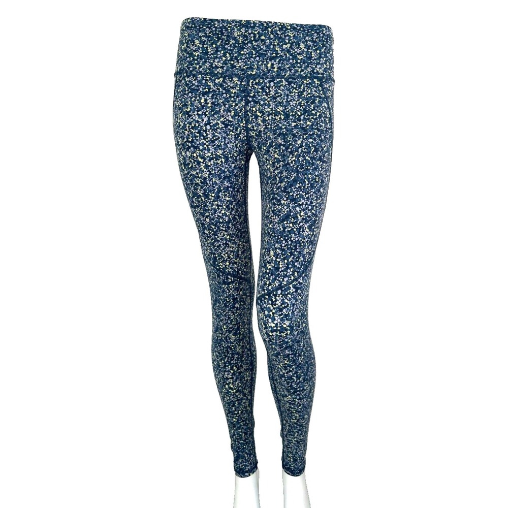 Sweaty Betty The Power Leggings Small Blue Yellow Speckled Dot Workout Pocket 27